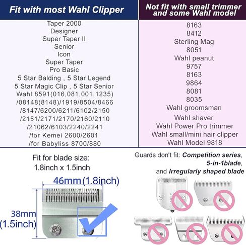 واقيات قص الشعر الممتازة مناسبة لقص الشعر، أمشاط احترافية لقص الشعر مع مشبك معدني، مجموعة 10 واقيات لأطوال القطع متوافقة مع معظم ماكينات قص الشعر من Wahl in Kuwait