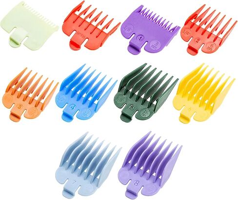 10pcs Professional Hair Clipper Guards Guide Combs, Assorted Random Colors Hair Clipper Combs Cutting Guides, Fits for Most Wahl Professional Clipper Combs Replacement, 1/16" to 1" in Saudi Arabia