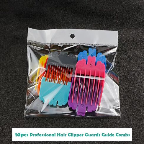 10pcs Professional Hair Clipper Guards Guide Combs, Assorted Random Colors Hair Clipper Combs Cutting Guides, Fits for Most Wahl Professional Clipper Combs Replacement, 1/16" to 1" in Saudi Arabia
