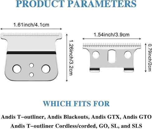 2 Pack T Blade for Andis T Outliner Trimmer, Andis GTX Trimmer, Replacement Blade Compatible with Andis #04710 and Andis #04521 (Sliver Steel T Blade + Sliver Steel Blade) in Kuwait