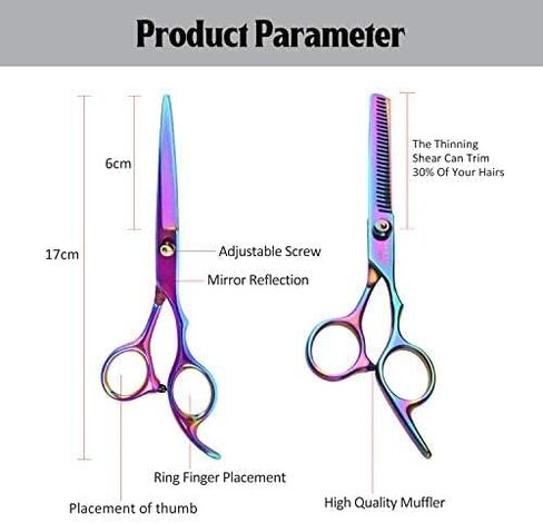 Hair Cutting Scissors Kits, 11Pcs Professional Haircut Scissors Kit with Comb, Clips, Cape, New Craftsmanship Stainless Steel Hairdressing Thinning Shears Set for Barber, Salon, Home (multicolour01) in Saudi Arabia