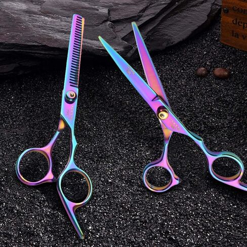 Hair Cutting Scissors Kits, 11Pcs Professional Haircut Scissors Kit with Comb, Clips, Cape, New Craftsmanship Stainless Steel Hairdressing Thinning Shears Set for Barber, Salon, Home (multicolour01) in Saudi Arabia