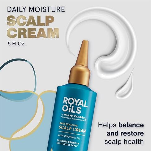 Head and Shoulders Scalp Cream Treatment, Daily Moisture, Anti Dandruff, Royal Oils Collection with Coconut Oil, Scalp Care for Natural and Curly Hair, 5.0 fl oz in Kuwait