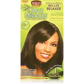 African Pride Olive Miracle 1 Touch-Up Kit Regular - Contains Aloe Vera, Castor Oil & Biotin, 1 Kit