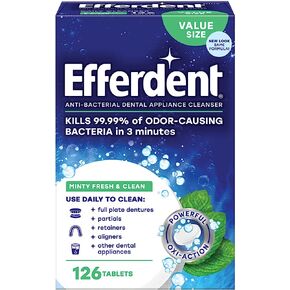 Efferdent Retainer Cleaning Tablets, Denture Cleaning Tablets for Dental Appliances, Minty Fresh & Clean, 44 Count in Kuwait