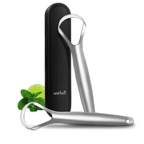 2 Pack Tongue Scraper Cleaner for Adults & Kids, Medical Grade Metal Tongue Scrapers with Travel Case, Wide-Head Tongue Cleaners Set for Fresh Breath Dental Eliminate Bad Breath in Seconds