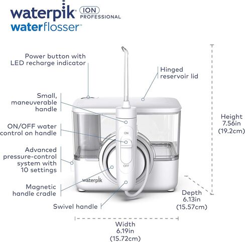 Waterpik ION Professional Cordless Water Flosser Teeth Cleaner Rechargeable and Portable, Black, 1 Count in Saudi Arabia