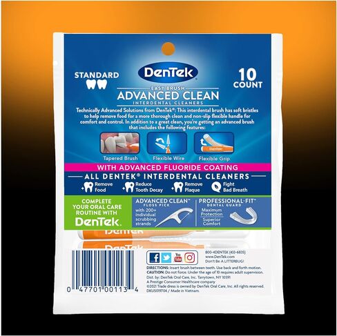 DenTek Easy Brush Advanced Clean Interdental Cleaners, Standard, 10 Count in Saudi Arabia