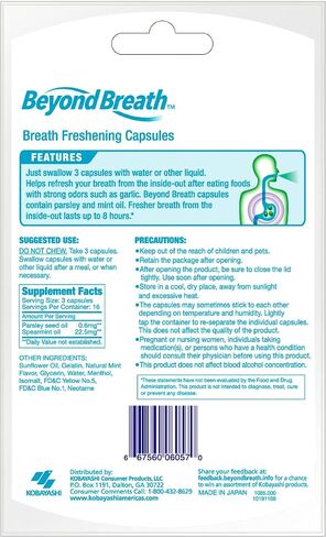 Beyond Breath – Breath Freshening Capsules For Fresher Breath From The Inside Out –Works On Garlic And Odors From Other Food - Lasts Up To 8 Hours - 50 Capsules in Saudi Arabia
