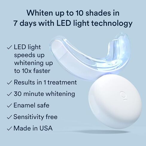 مجموعة تبييض الأسنان من أورا جلو، إضاءة LED، 35% كرباميد بيروكسيد، (2) محاقن جل 5 مل، صينية وحقيبة in Kuwait
