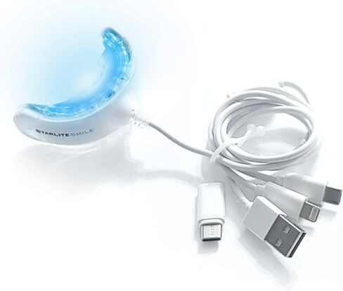 ضوء تبييض الأسنان من ستارلايت سمايل. مبيض أسنان 16 LED مع 3 محولات لهواتف iPhone و Android و USB (متوافق مع 4G و Newder). يعمل مع شرائح تبييض الأسنان أو أي جل تبييض الأسنان. in Kuwait