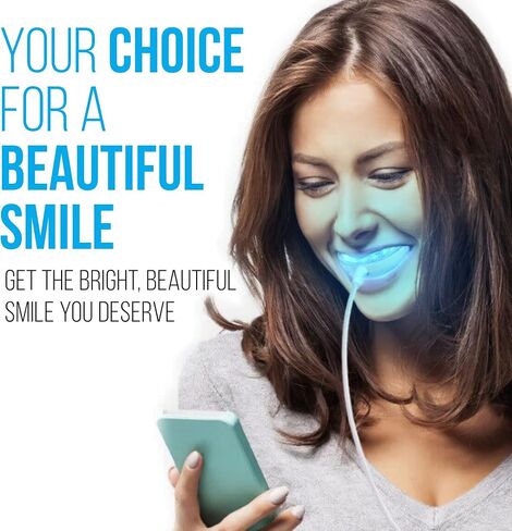 ضوء تبييض الأسنان من ستارلايت سمايل. مبيض أسنان 16 LED مع 3 محولات لهواتف iPhone و Android و USB (متوافق مع 4G و Newder). يعمل مع شرائح تبييض الأسنان أو أي جل تبييض الأسنان. in Kuwait