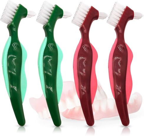 فرشاة أسنان صلبة ممتازة، فرشاة تنظيف، شعيرات متعددة الطبقات وفرشاة أسنان محمولة مزدوجة الجوانب، العناية بأطقم الأسنان (عبوة من 3 قطع) in Kuwait