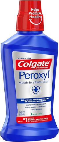 غسول الفم المطهر وغسول الفم من كولجيت بيروكسيل، 1.5% بيروكسيد الهيدروجين، نعناع خفيف - 500 مل، 16.9 أونصة سائلة in Kuwait
