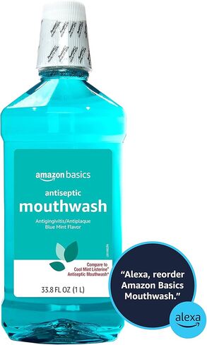 Amazon Basics Antiseptic Mouthwash, Blue Mint, 8.5 Fluid Ounces, 1-Pack (Previously Solimo) in Saudi Arabia