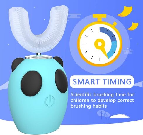 فرشاة أسنان كهربائية بالموجات فوق الصوتية من شنوكر، فرشاة أسنان كهربائية للأطفال بالموجات فوق الصوتية موديل جديد، فرشاة أسنان للتبييض من النوع U، سرعة تروس IPX7.4، 7-15 سنة (اللون الأزرق) in Kuwait