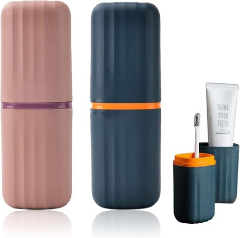 Sunenlyst 2Pcs Travel Toothbrush Holder, Portable Toothbrush Cup Case Long 7.7 inch for Traveling, Camping, Business Trip and School, Multifuction Toothbrushes Toothpaste Set in Saudi Arabia