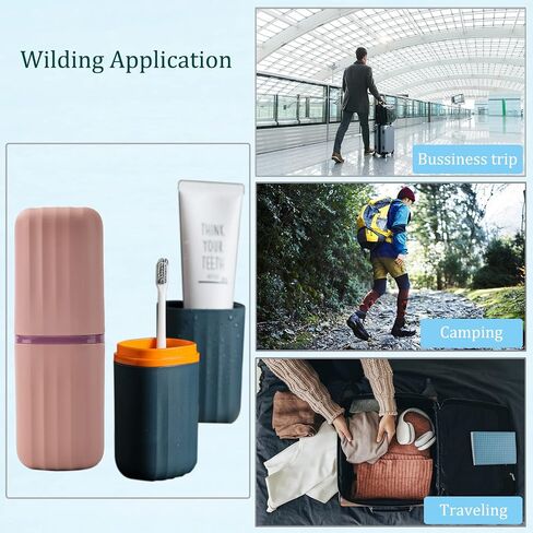 Sunenlyst 2Pcs Travel Toothbrush Holder, Portable Toothbrush Cup Case Long 7.7 inch for Traveling, Camping, Business Trip and School, Multifuction Toothbrushes Toothpaste Set in Saudi Arabia