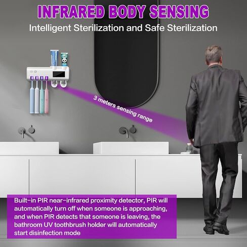 Toothbrush Holder Wall Mounted - Toothbrush and Toothpaste Holder, with Cleaning Function 4 Slots and 2 Automatic Toothpaste Dispenser, for Electric Toothbrush - Regular Toothbrush in Saudi Arabia