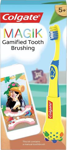 Colgate Magik Smart Toothbrush for Kids, Kids Toothbrush Timer with Fun Brushing Games Yellow 1 Count in Saudi Arabia