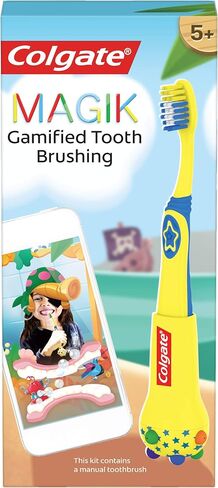 Colgate Magik Smart Toothbrush for Kids, Kids Toothbrush Timer with Fun Brushing Games Yellow 1 Count in Saudi Arabia