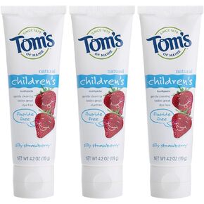 Tom's of Maine Natural Children's Fluoride-Free Toothpaste, Silly Strawberry, 4.2 Oz(Pack of 3) in Saudi Arabia