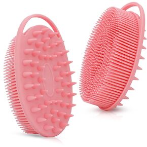 Upgrade Body Scrubber and Hair Shampoo Brush, All in One, Premium Silicone Loofah, Exfoliating Body Brush, Shower Scrubber for Body, Scalp Massager for Women, Men, Pet (1PC Black)