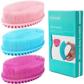TDHDIKE Silicone Body Scrubber Loofah - Set of 3 Soft Exfoliating Body Bath Shower Scrubber Loofah Brush for Sensitive Kids Women Men All Kinds of Skin in Saudi Arabia