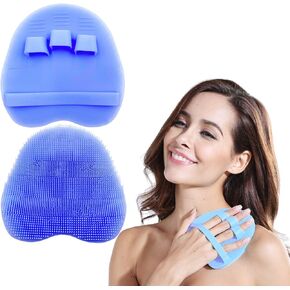 2 Pack Soft Silicone Shower Brush Body Wash Bath Exfoliating Skin Massage Scrubber, Dry Skin Brushing Glove Loofah, Fit for Sensitive and All Kinds of Skin(Gray+pink) in Saudi Arabia