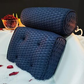 Bathtub Pillow Headrest Bath Pillows for Tub Neck and Back Support with Non Slip Suction Cups Spa Bath Cushion Dark Blue