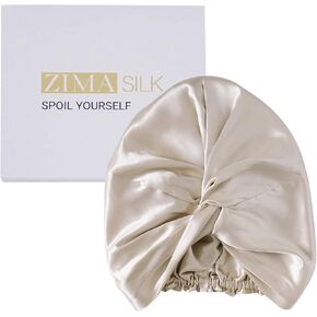 قبعة نوم ZIMASILK 22 Momme 100% من حرير التوت للعناية بالشعر للنساء، قبعة ليلية من الحرير الطبيعي مع ثبات مرن على الرأس (قطعة واحدة، وردي)