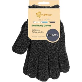 قفازات حمام مقشرة مزدوجة الملمس من Evridwear للاستحمام والمنتجعات الصحية والتدليك وتقشير الجسم، مزيل خلايا الجلد الميتة، قفازات مع حلقة تعليق (زوج واحد من القفازات الثقيلة) in Kuwait