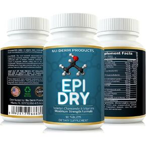 Nuderm Epi Dry HYPERHIDROSIS Treatment Pills Stop Sweating, Sweaty Hands Sweaty Feet Night Sweats Stress Sweat Sweaty Underarms Naturally Proven Antiperspirant Vitamins Treats Hyperhidrosis in Saudi Arabia