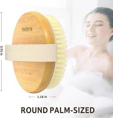Metene 2 Pack Bamboo Dry Body Brushes, Shower Brush Wet and Dry Brushing, Dry Brush for Cellulite and Lymphatic, Body Scrubber with Soft and Stiff Bristles, Suitable for All Kinds of Skin in Saudi Arabia