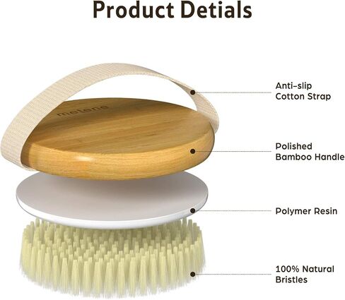 Metene 2 Pack Bamboo Dry Body Brushes, Shower Brush Wet and Dry Brushing, Dry Brush for Cellulite and Lymphatic, Body Scrubber with Soft and Stiff Bristles, Suitable for All Kinds of Skin in Saudi Arabia