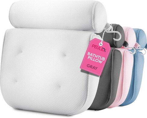 Comfort Bath Pillow for Tub, Bath Pillow for Neck Back Support with Strong Suction Cups & Hook, Soft Bath Pillow for Luxury Bath, Hot Tub Bathtub Pillow Made with Soft Mesh, Great Gift for Wife in Saudi Arabia