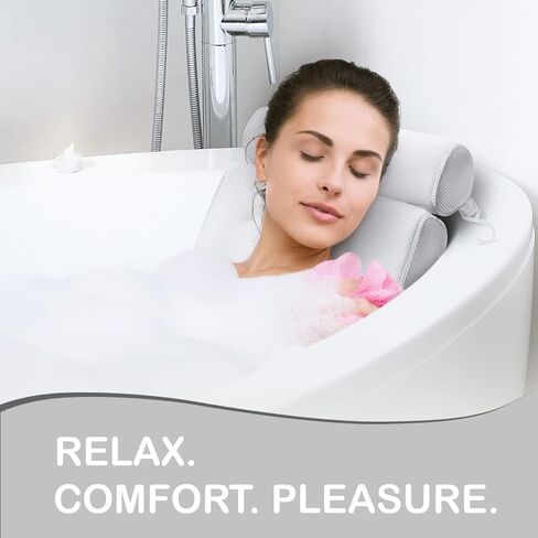 Comfort Bath Pillow for Tub, Bath Pillow for Neck Back Support with Strong Suction Cups & Hook, Soft Bath Pillow for Luxury Bath, Hot Tub Bathtub Pillow Made with Soft Mesh, Great Gift for Wife in Saudi Arabia