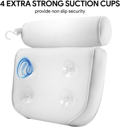 Comfort Bath Pillow for Tub, Bath Pillow for Neck Back Support with Strong Suction Cups & Hook, Soft Bath Pillow for Luxury Bath, Hot Tub Bathtub Pillow Made with Soft Mesh, Great Gift for Wife in Saudi Arabia