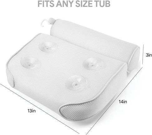 Comfort Bath Pillow for Tub, Bath Pillow for Neck Back Support with Strong Suction Cups & Hook, Soft Bath Pillow for Luxury Bath, Hot Tub Bathtub Pillow Made with Soft Mesh, Great Gift for Wife in Saudi Arabia