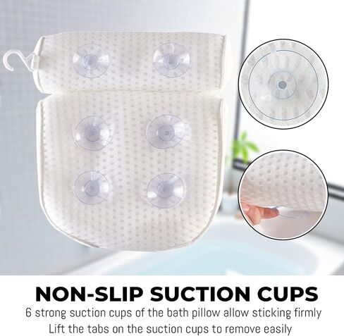 Bathtub Pillow Headrest Bath Pillows for Tub Neck and Back Support with Non Slip Suction Cups Spa Bath Cushion Dark Blue in Saudi Arabia