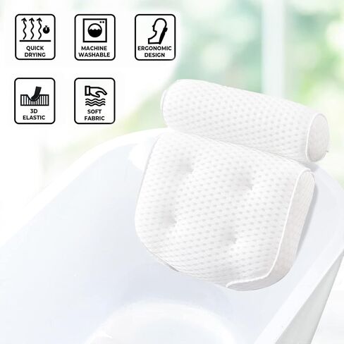 Bathtub Pillow Headrest Bath Pillows for Tub Neck and Back Support with Non Slip Suction Cups Spa Bath Cushion Dark Blue in Saudi Arabia
