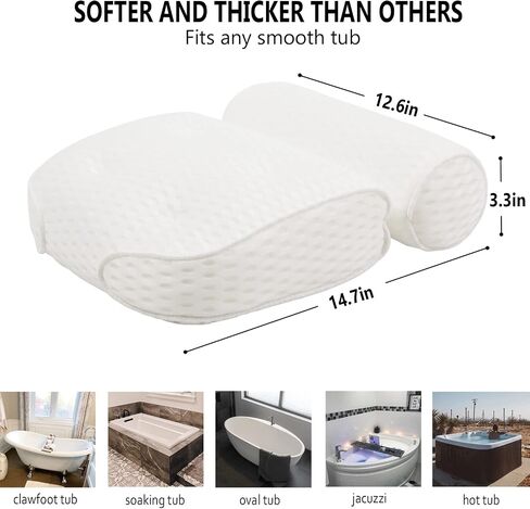 Bathtub Pillow Headrest Bath Pillows for Tub Neck and Back Support with Non Slip Suction Cups Spa Bath Cushion Dark Blue in Saudi Arabia