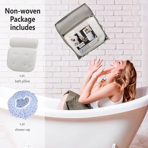 Bathtub Pillow Headrest Bath Pillows for Tub Neck and Back Support with Non Slip Suction Cups Spa Bath Cushion Dark Blue in Saudi Arabia