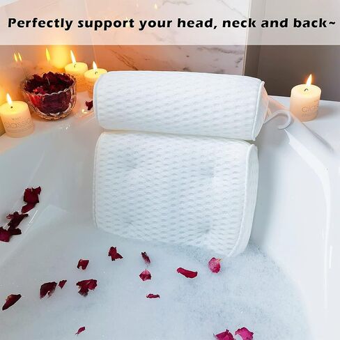 Bathtub Pillow Headrest Bath Pillows for Tub Neck and Back Support with Non Slip Suction Cups Spa Bath Cushion Dark Blue in Saudi Arabia