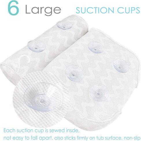 Bathtub Pillow Headrest Bath Pillows for Tub Neck and Back Support with Non Slip Suction Cups Spa Bath Cushion Dark Blue in Saudi Arabia