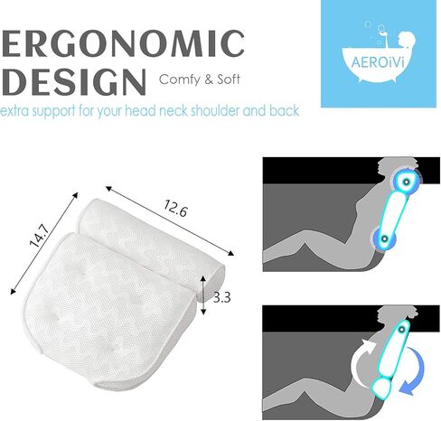 Bathtub Pillow Headrest Bath Pillows for Tub Neck and Back Support with Non Slip Suction Cups Spa Bath Cushion Dark Blue in Saudi Arabia