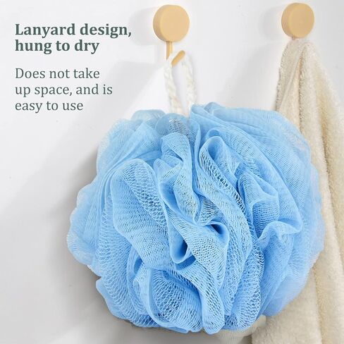 XTF2015 ليفة حمام إسفنجية، 4 قطع كرة إسفنجية شبكية ناعمة لتنظيف الجسم، 70 جم/القطعة، ليفة استحمام شبكية متينة منتفخة لغسل الجسم in Kuwait