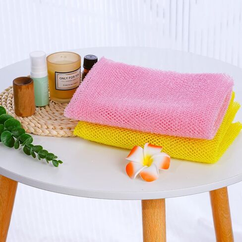 2 Pcs African Exfoliating Net, Fengek 31.5 Inch African Long Body Net Sponges Skin Back Scrubber for Daily Shower Bathing Exfoliating (Multicolor 3) in Saudi Arabia