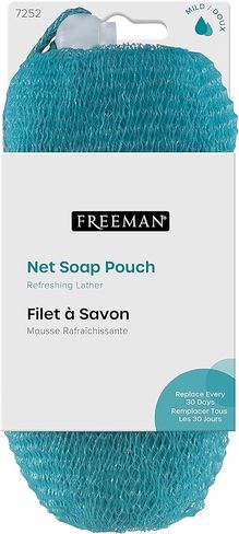 Freeman Net Soap Pouch, Exfoliating Mesh Body Scrubber, Bath & Shower Pouf Removes Dead Skin, Dirt, & Impurities, for Soap Bars, Mild Exfoliation, Self-Tan Prep, 4 Count in Saudi Arabia