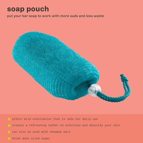 Freeman Net Soap Pouch, Exfoliating Mesh Body Scrubber, Bath & Shower Pouf Removes Dead Skin, Dirt, & Impurities, for Soap Bars, Mild Exfoliation, Self-Tan Prep, 4 Count in Saudi Arabia